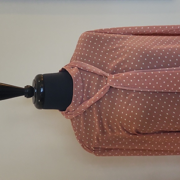 FOREVER 21 mauve pink cream polka dot long sleeve shirt blouse size medium - Picture 2 of 5